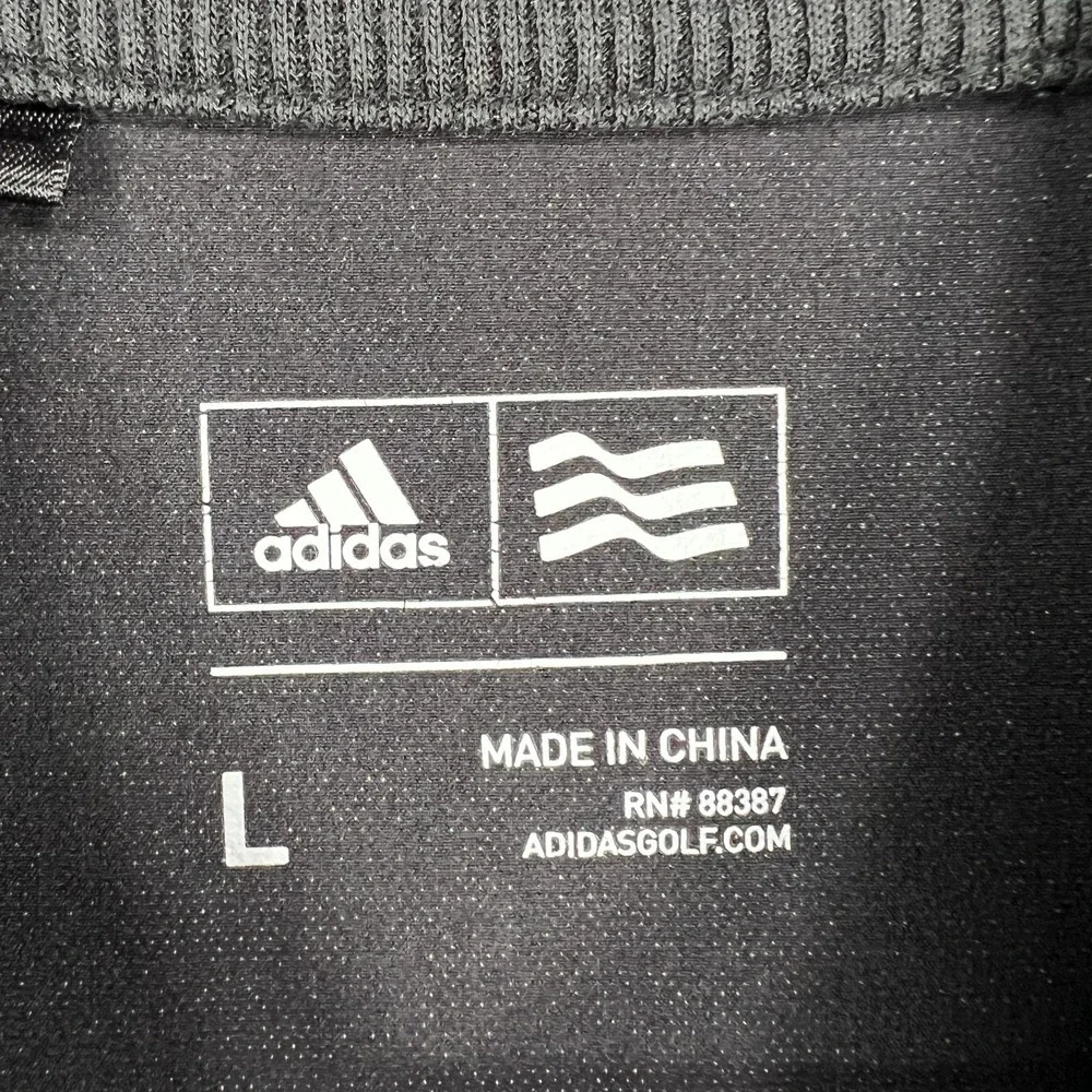 Adidas Jacket Mens Large Black Long Sleeve Full Zip Golf Outdoor Casual